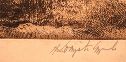 Komjáti-Wanyerka Gyula (1894-1958): Erdei Út. Színezett rézkarc, papír, jelzett, 37×26 cm