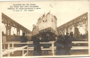 A Szent István hajó vízre bocsátása, Stapellauf des Szt. Istvan / Hungarian battleship, launching ceremony, K.u.K. Kriegsmarine