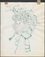 Szeift Béla (1944-2012): Szürkefej. Akvarell-filc, papír, jelzett, 24×19 cm