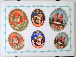 Karácsonyi témájú sörcímke gyűjtemény! Kb 130 darabos külföldi, részben háború előtti Mikulás és Kar...