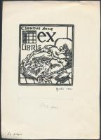 Gyulai Líviusz (1937-): Ex Libris Csendes József. Linó, papír, jelzett, 11×10 cm