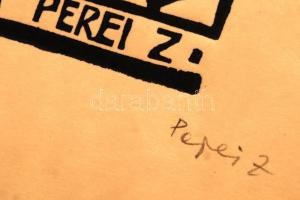 Perei Zoltán (1913-1992): Hl. Sebastian. Linó, papír, jelzett,  21×15 cm