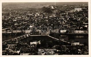 Praha, Prag; general view, with Vltava river and barrage dam