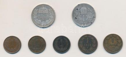 Vegyes: 1858B 1kr +1896-1902. 1f (3x) + 1914KB 1K Ag "Ferenc József" + Ausztria / olasz ve...
