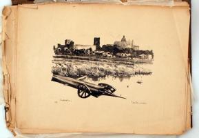 Zádor István (1882-1963): 10 eredeti litográfiája az orosz harctérről. A mappában 9db litográfia van...