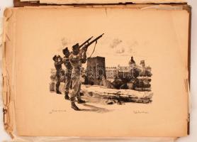 Zádor István (1882-1963): 10 eredeti litográfiája az orosz harctérről. A mappában 9db litográfia van...