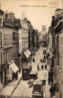 Roanne, Rue du Lycée, Le Phenix / street, tram, horse carriage (fa)