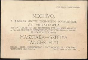 1933 Masztaba-Szittya bál táncestély meghívója és tiszteletjegye