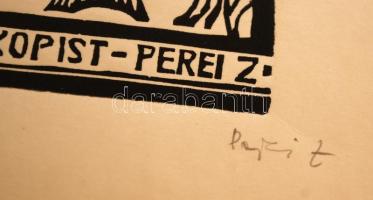 Perei Zoltán (1913-1992): HL Dorothea. Linó, papír, jelzett,  22×15 cm