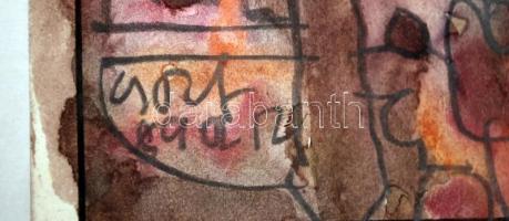 Cs. Németh Miklós (1934-2012): Utcakép. Akvarell- ceruza, papír, jelzett, kartonra kasírozva, 14×10 ...