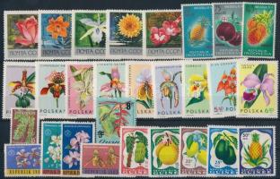 1959-1975 Flowers and fruits 28 stamps, 1959-1975 Virágok és gyümölcsök motívum 28 db bélyeg, közte teljes sorok