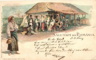 1899 Salutari din Romania / Romanian folklore litho (b)