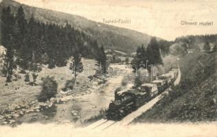 Tusnádfürdő, Olt menti részlet, gőzmozdony / river bank, locomotive