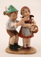 Wagner & Apel porcelán kisfiú és kislány, kézzel festett, jelzett, hibátlan, m: 12 cm