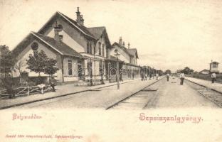 Sepsiszentgyörgy, Sfantu Gheorghe; vasútállomás, Benkő Mór kiadása / railway station (EB)