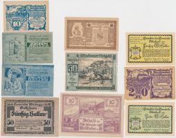 Ausztria 1920-1921. 10db-os Heller szükségpénz tétel T:I,I-,II Austria 1920-1921. 10pcs of Heller necessity notes C:UNC,AU,XF