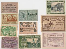 Ausztria 1919-1921. 10db-os Heller szükségpénz tétel T:I,I-,II Austria 1919-1921. 10pcs of Heller necessity notes C:UNC,AU,XF