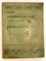 1912 Kozenns Geographischer Atlas fur Mittelschulen : (Gymnasien, Realschulen, Kommerzielle und Verwandte Lehranstalten) : 79 Karten mit 211 nebenkarten auf 52 Tafeln. Wien, ED. Hölzel. Ázott, foltos, kiadói egészvászon kötésben