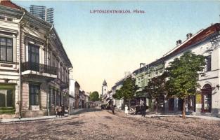 Liptószentmiklós, Liptovsky Mikulas; Fő utca, üzletek / Hlavna / main street with shops