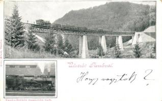 Tiszolc, Viadukt, Tiszolc-Erdőközi fogaskerekű vasút. Kiadja Kohn Albert / railroad bridge, cogwheel railway