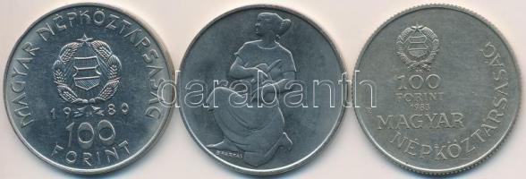 1980. 100Ft Ni "Szovjet-magyar közös űrrepülés" + 1981. 100Ft "FAO" + 1983. 100F...