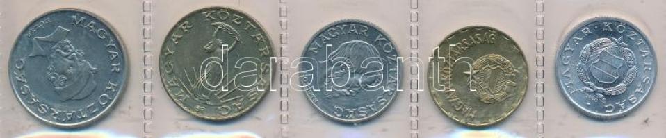 1990. 1Ft-20Ft 5xklf db, kiadatlan forgalmi sor laminált fóliatokban, "Magyar Köztársaság"...