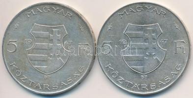 1947. 5Ft Ag "Kossuth" (2x) T:2-,3