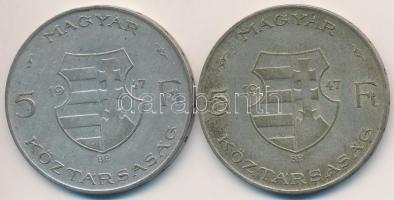 1947. 5Ft Ag "Kossuth" (2x) T:2-,3