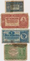 10db-os gyengébb tartású korona bankjegy tétel, benne román és magyar felülbélyegzettek T:III-,IV