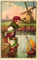 Dutch children, Italian art postcard, Degami No. 155., s: A. Bertiglia (EK)