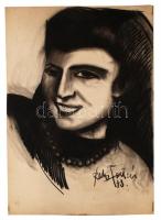 Szabó Zoltán (1929-2014): Férfi portré, szén, papír, jelzett, 98×70 cm