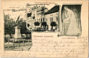 Lőcse, Levoca; Honvéd szobor, Történelmi nevezetességű ház, a Lőcsei fehér asszony (EK)