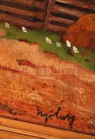 Nyilasy jelzéssel: Falusi életkép. Olaj, farost, 27×22 cm