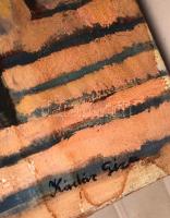 Kádár jelzéssel: Téli utcasor. Olaj, vászon, 50×32 cm