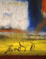 Jándi jelzéssel: Házak a távolban. Pasztell, papír, üvegezett keretben, 48×34 cm