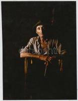 cca 1980 Stekovics János: Lukács János portréja, pecséttel jelzett vintage fotóművészeti alkotás, 24x18,5 cm