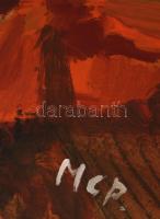 MCP jelzéssel: Mediterrán tájkép. Tempera, farost, 42×52 cm