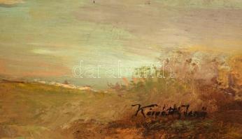 Kárpáthy jelzéssel: Folyópart. Olaj, farost, 30×40 cm