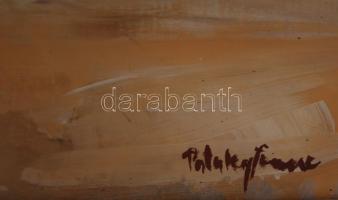 Pataky jelzéssel: Séta az utcán. Olaj, karton, üvegezett  sérült keretben, 36x50 cm