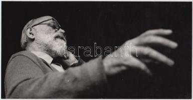 cca 1972 Zóka Gyula: Barcsay Jenő (1900-1988) festőművész, feliratozott vintage fotóművészeti alkotás, 12,5x24 cm