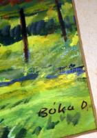 Bóka Dezső (1935-): Táj. Akvarell, papír, jelzett, üvegezett keretben, paszpartuval 50×65 cm