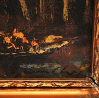 Olvashatatlan jelzéssel: Trópusi életkép. Olaj, vászon, sérült, keretben 60×40 cm