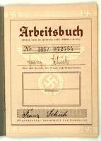 1939 Arbeitsbuch, Deutsches Reich, Német birodalmi munkakönyv, pp.:38, 15x11cm