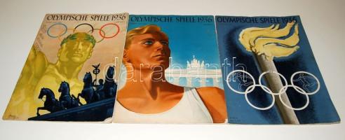 1935 Berlini olimpia 3 db nagyméretű reklámkiadvány sok fotóval / Berlin Olympics 3 decorative brochures with many photos 25x34cm