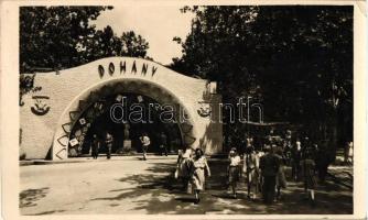 1948 Budapest Nemzetközi Vásár, feltehetően a Dohánygyár 'Dohány'-feliratú pavilonja, 'A nép ipara - a nép ereje' So. Stpl.