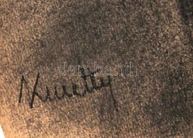 Kmetty jelzéssel: Ülő pár. Szén, papír, 60×43 cm