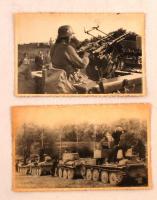 cca 1940-45 Légvédelmi géppuska és német harckocsik, II. világháborús fotók, jelzettek, 8x13cm