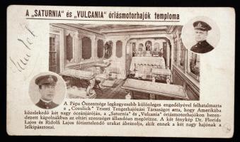 cca 1930-40 A "Saturnia" és "Vulcania" óriásmotorhajók templomainak nyomtatványai, 10x6cm