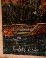 Perlott jelzéssel: Sirmione. Vegyes technika, papír, szakadással, üvegezett keretben, 34×54 cm