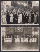 1931-1937 Budapest társasági élete, bálok és bálozók, 4 db feliratozott vintage fotó, 11,5x18 cm